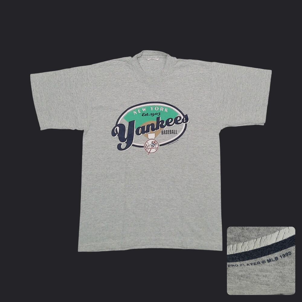 Pro Player Vintage 1993 NY Yankees Single Stitch Tee Heather Gray Mens S